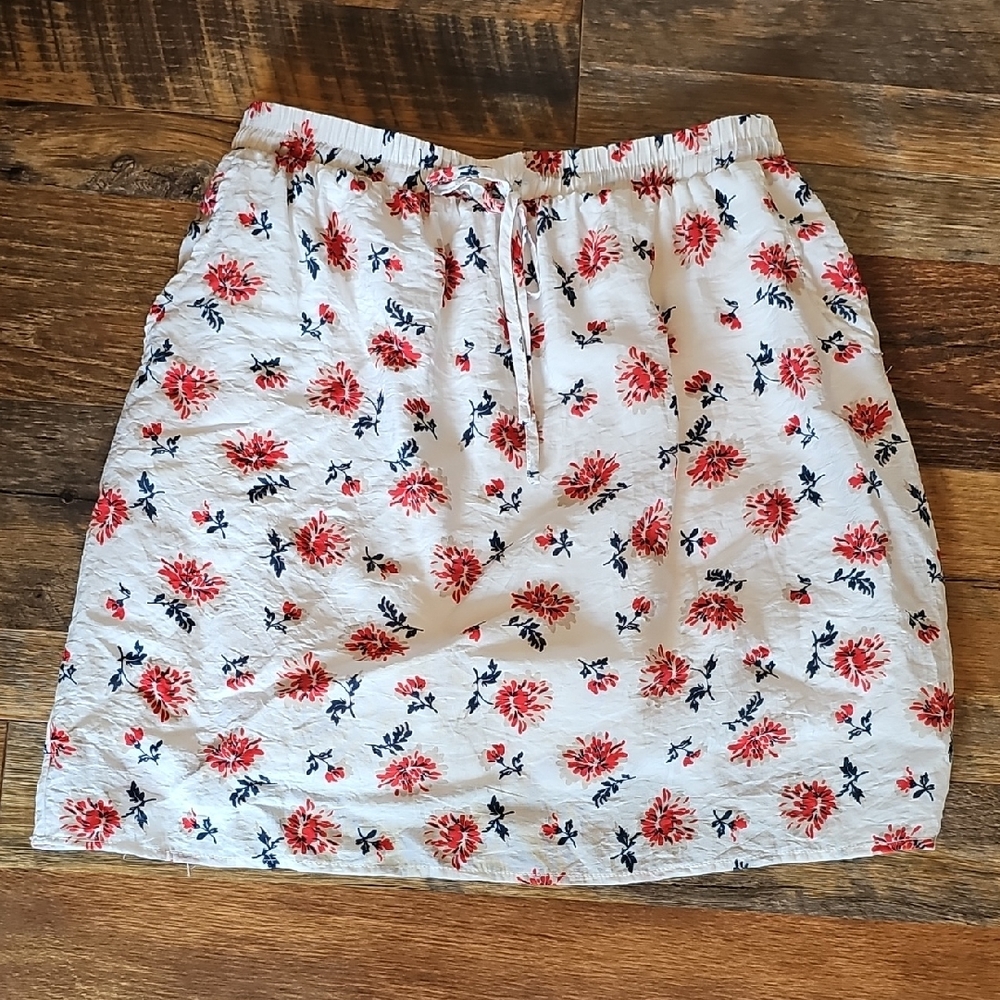 Floral Print Skirt - Red and Blue